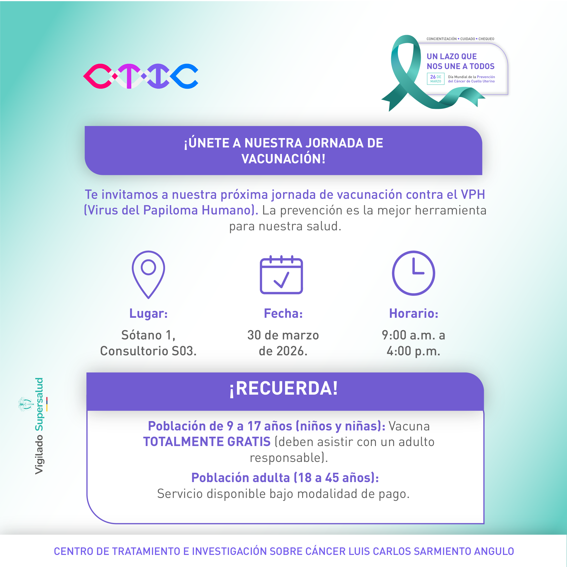 Jornada de vacunación VPH 2026